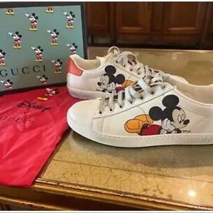 GUCCI コラボ disney スニーカー GUCCI Rhyton x Disney Mickey Mouse Leather NB Size 38.5